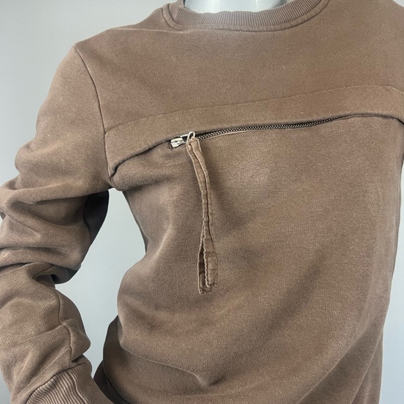 Brown Zipper-Detail Sweatshirt - Picture 3 of 5
